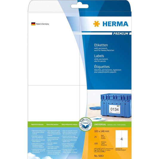 HERMA Etiketten Premium, weiß, 105 x 148mm, 100 Stück