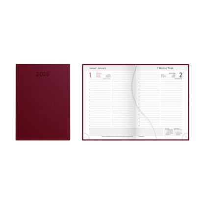 Idena Buchkalender Basic 2025 – DIN A5, FSC® Mix, burgund