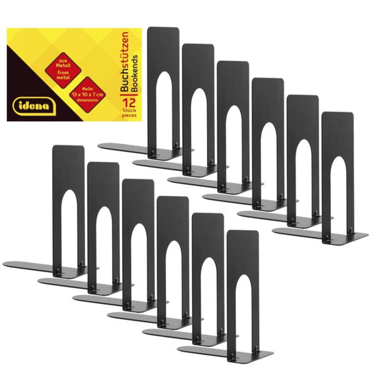 Idena Buchstützen Metall schwarz 13x10x7cm 12 Stück