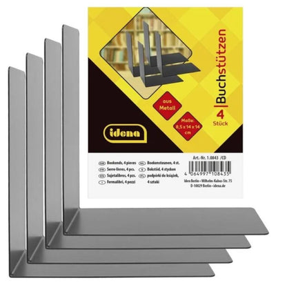 Idena Buchstützen Metall schwarz 14x14x8,5cm 4 Stück