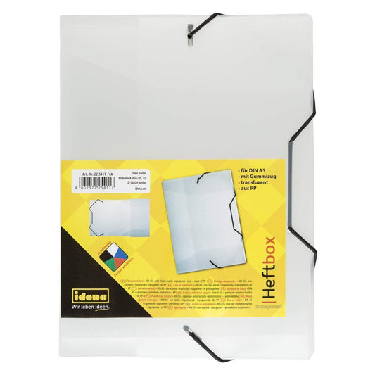 Idena Heftbox A5, Gummizug, PP, transparent, Stärke ca. 0,7mm