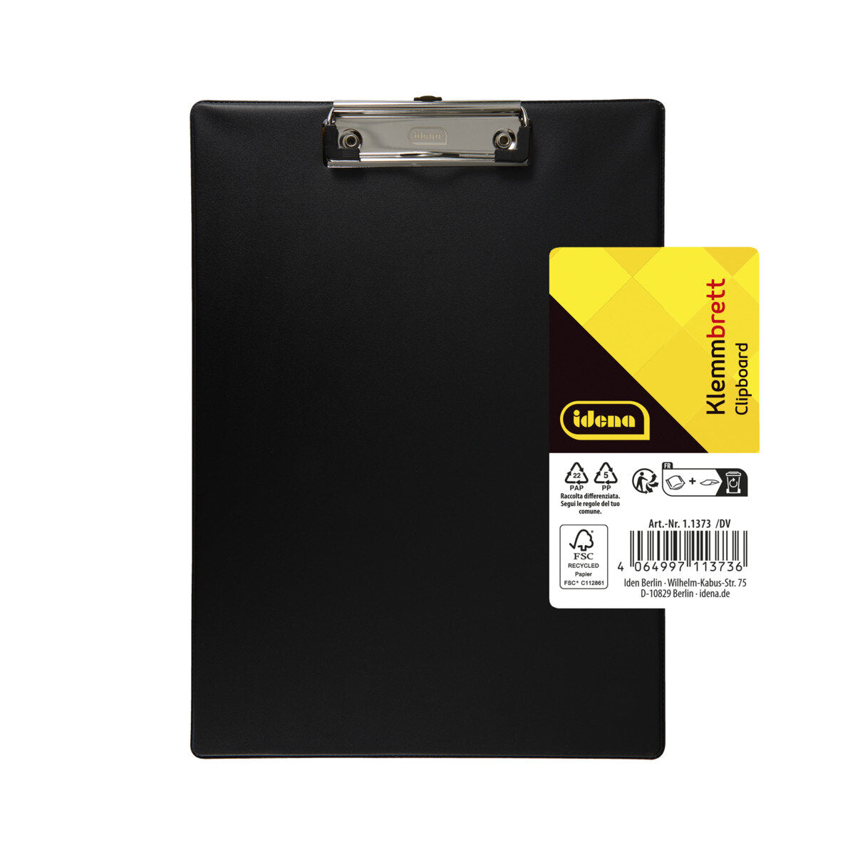 Idena Klemmbrett PVC beschichtet schwarz DIN A4