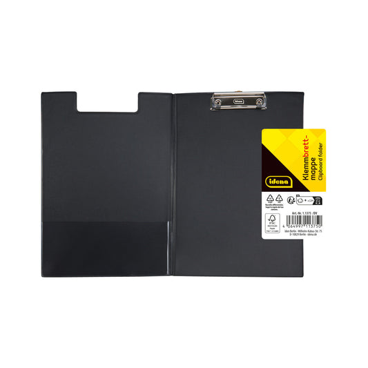 Idena Klemmbrettmappe PVC beschichtet schwarz DIN A4