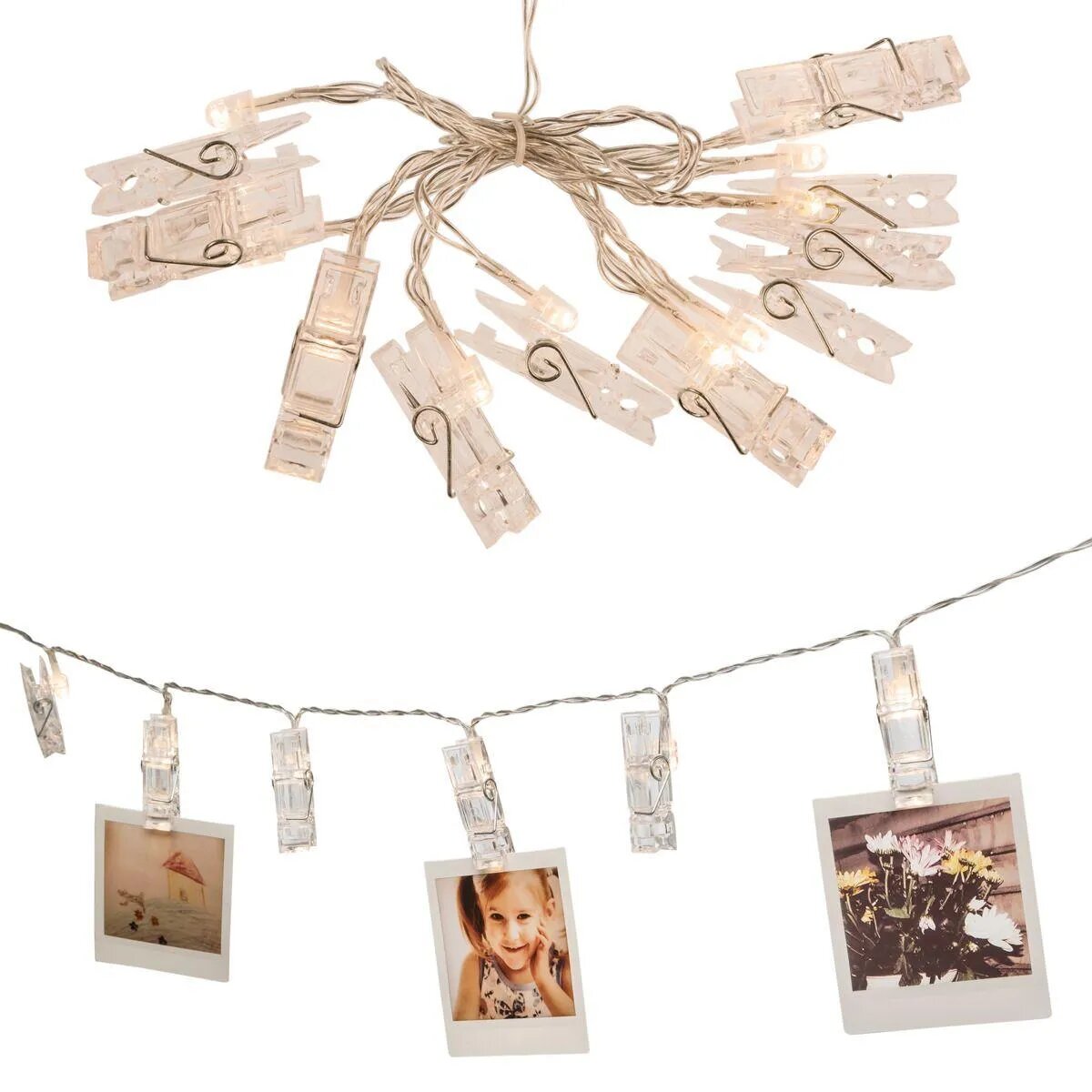 Idena LED Lichterkette Wäscheklammern mit 6h-Timer