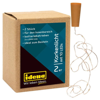 Idena LED Micro Lichterkette mit Korken, 2er