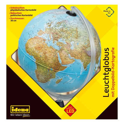 Idena Globus, Leuchtglobus, Ø 30 cm, mit Doppelbild-Kartografie