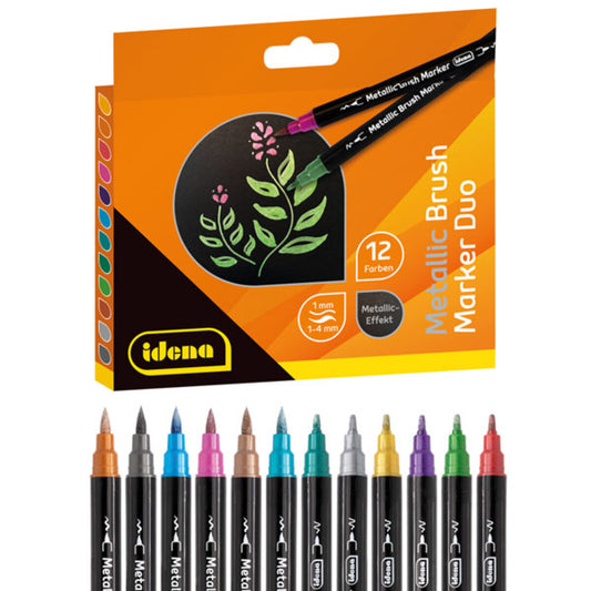 Idena Metallic Brush Marker DUO 12 Farben