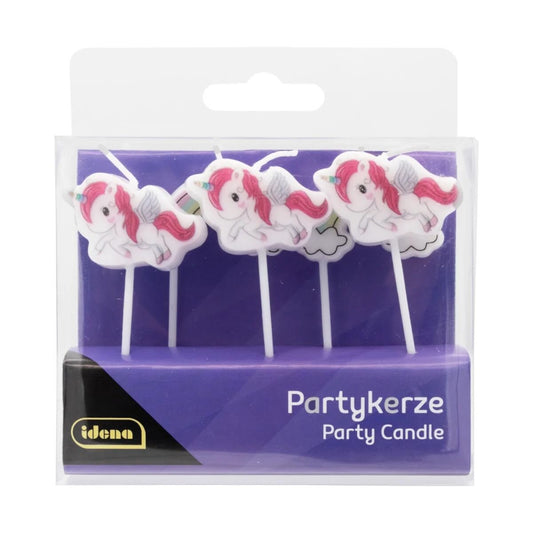 Idena Partykerzen - 5er Set, "Einhorn/Regenbogen"