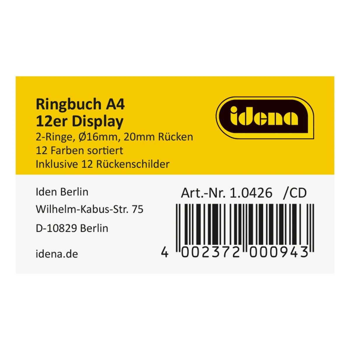 Idena Ringbuch DIN A4, 2 cm Rücken, 12er Set