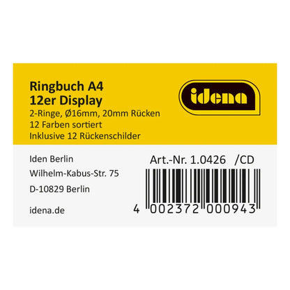 Idena Ringbuch DIN A4, 2 cm Rücken, 12er Set