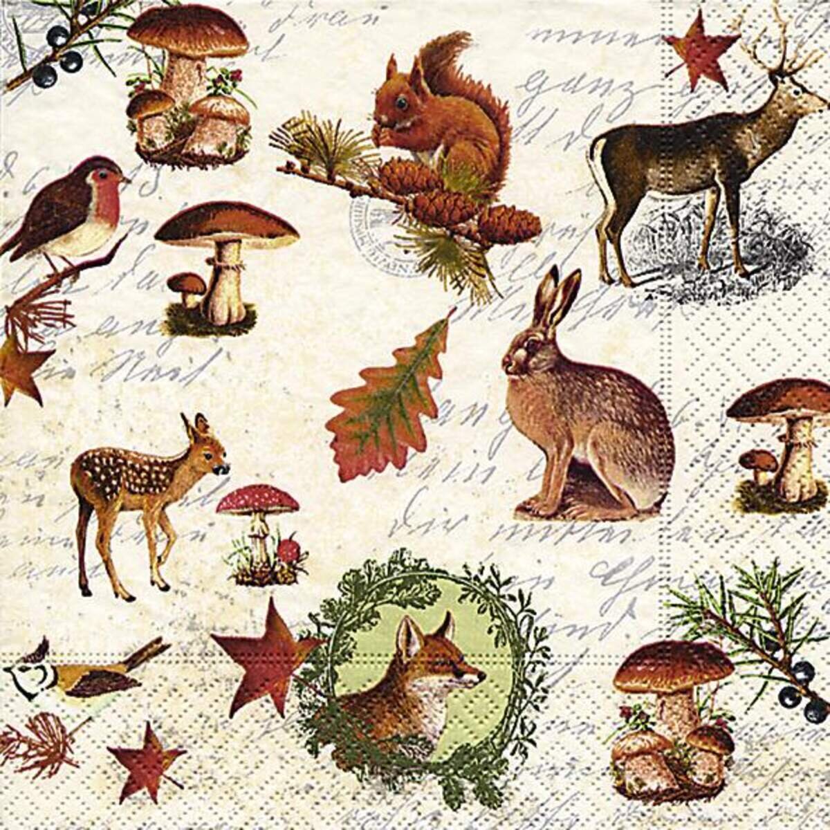 Idena Servietten Herbstmotive 33x33cm, 1 Packung, 6-fach sortiert