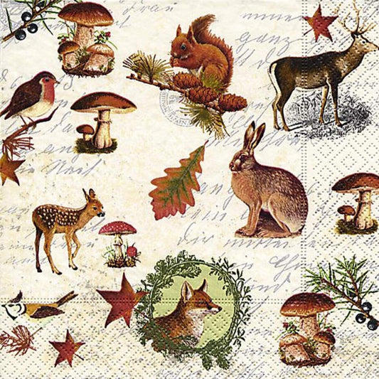 Idena Servietten Herbstmotive 33x33cm, 1 Packung, 6-fach sortiert