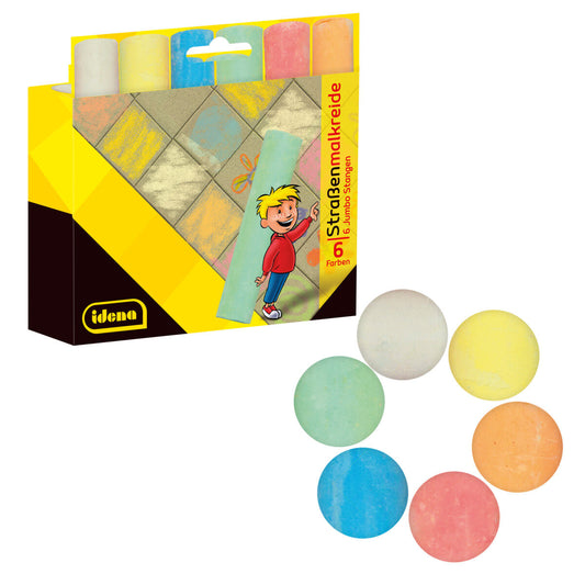 Idena Straßenmalkreide Jumbo, 6 Stangen, ca. 11 cm