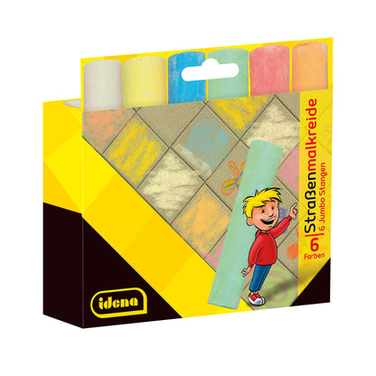Idena Straßenmalkreide Jumbo, 6 Stangen, ca. 11 cm