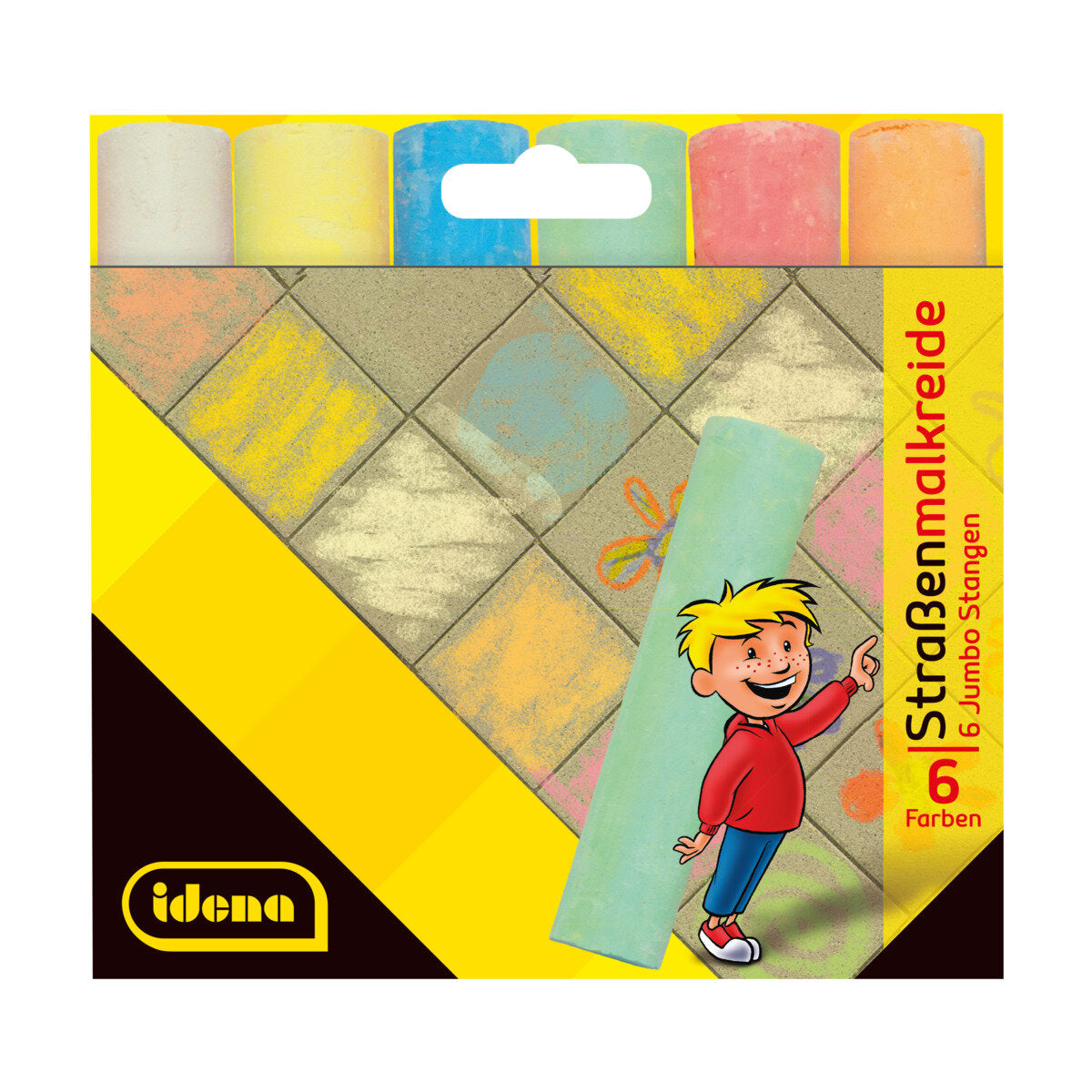 Idena Straßenmalkreide Jumbo, 6 Stangen, ca. 11 cm