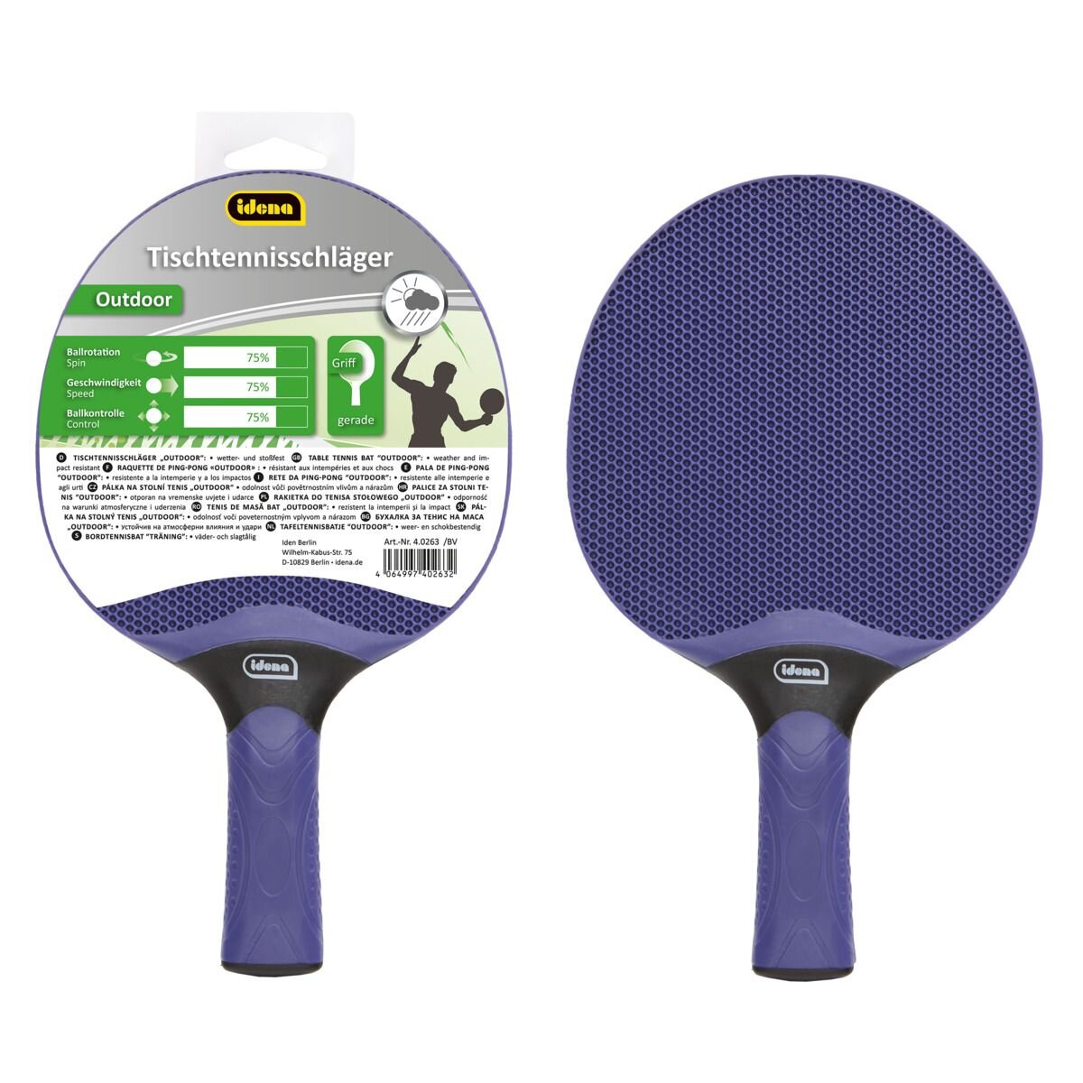 Idena Tischtennisschläger blau