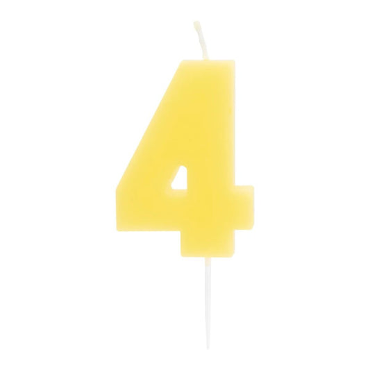 Idena Zahlenkerze - "4", gelb