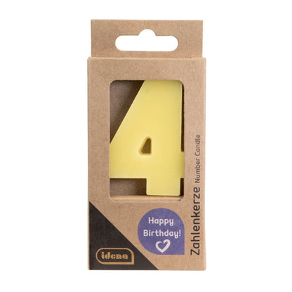 Idena Zahlenkerze - "4", gelb