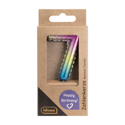 Idena Zahlenkerze - "7", Regenbogen metallic