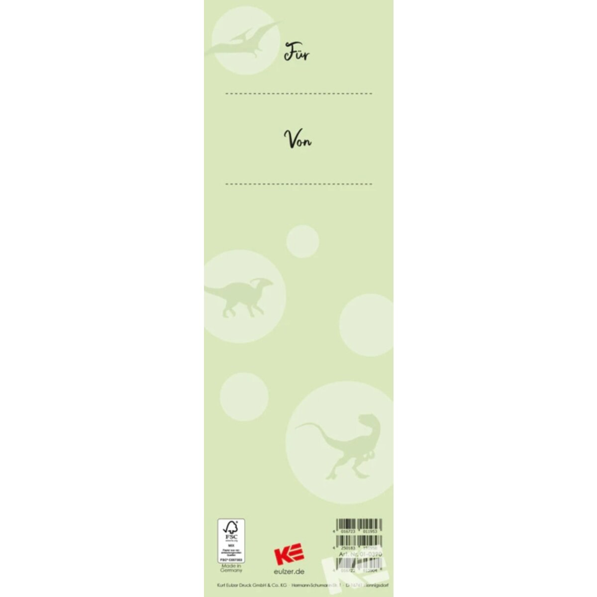 Kurt Eulzer 3D-Lineal Endlich Schulkind Dinosaurier grün