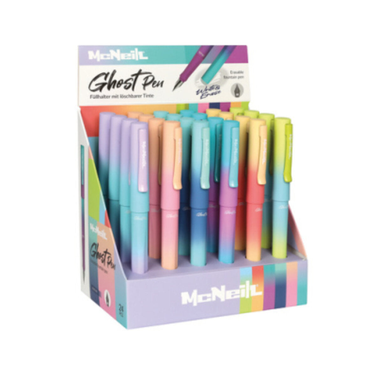 McNeill Radierbarer Füller Ghost Pen mit Farbverlauf, 6 Farben sortiert