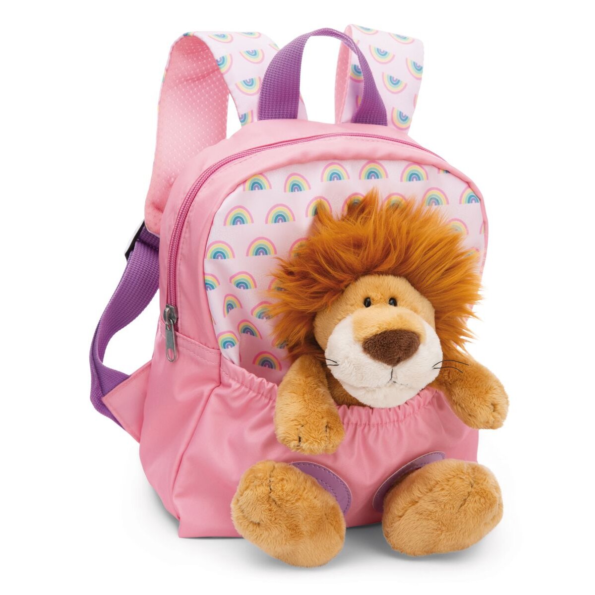 NICI Rucksack mit Löwe Plüschtier pink