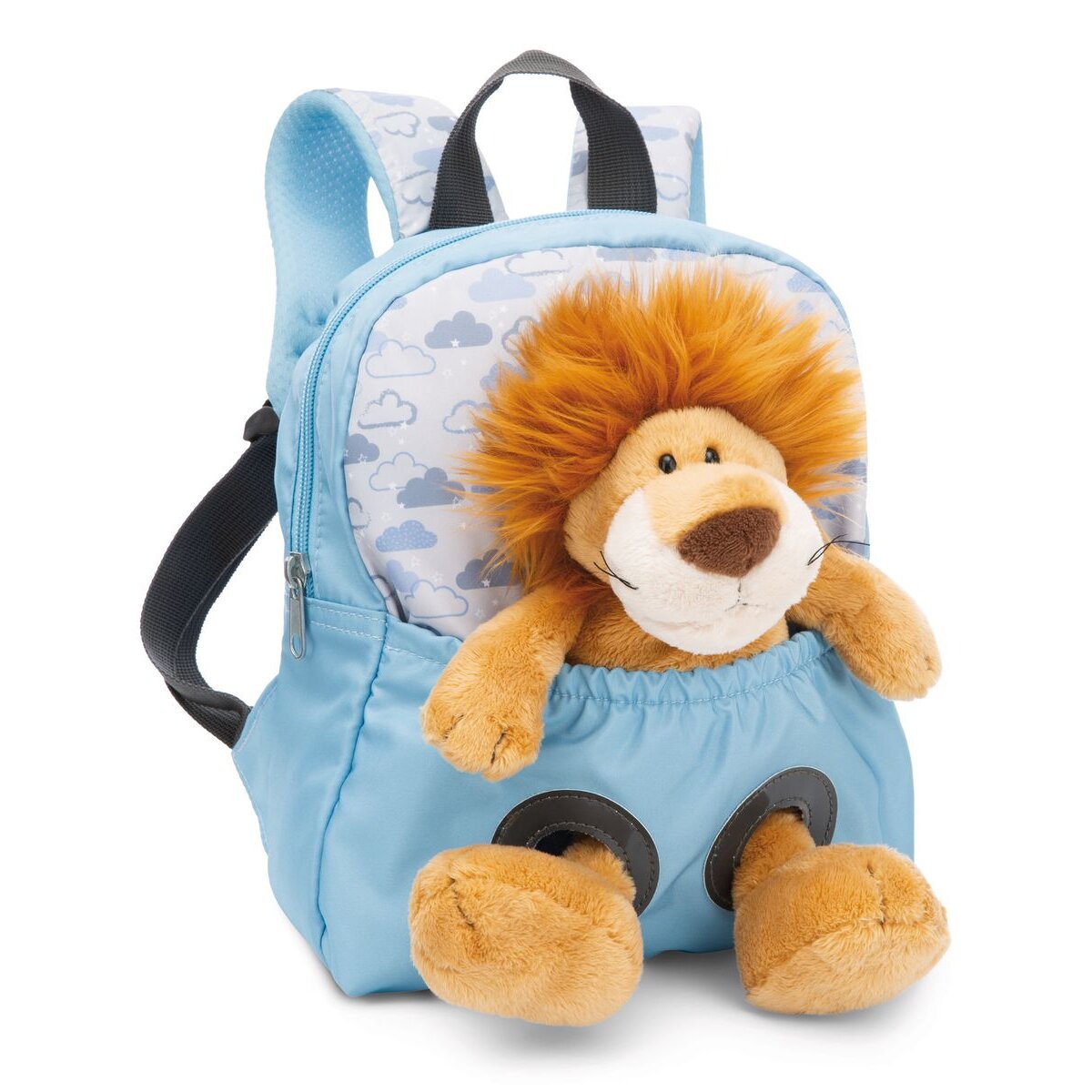 NICI Rucksack mit Löwe Plüschtier blau