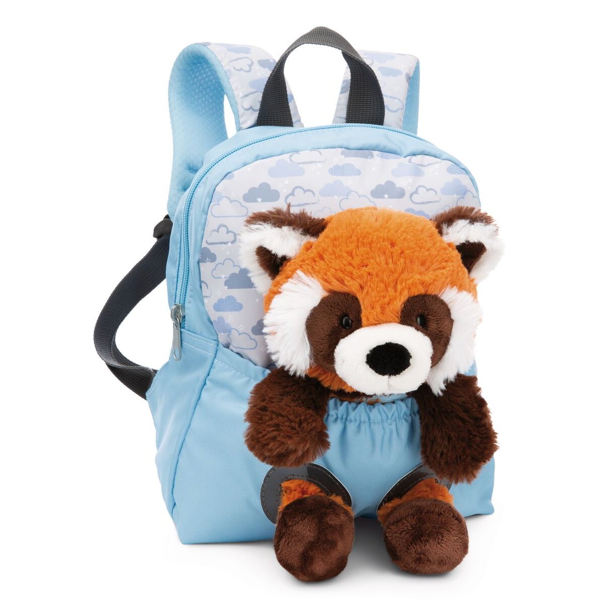 NICI Rucksack mit Roter Panda Plüschtier blau