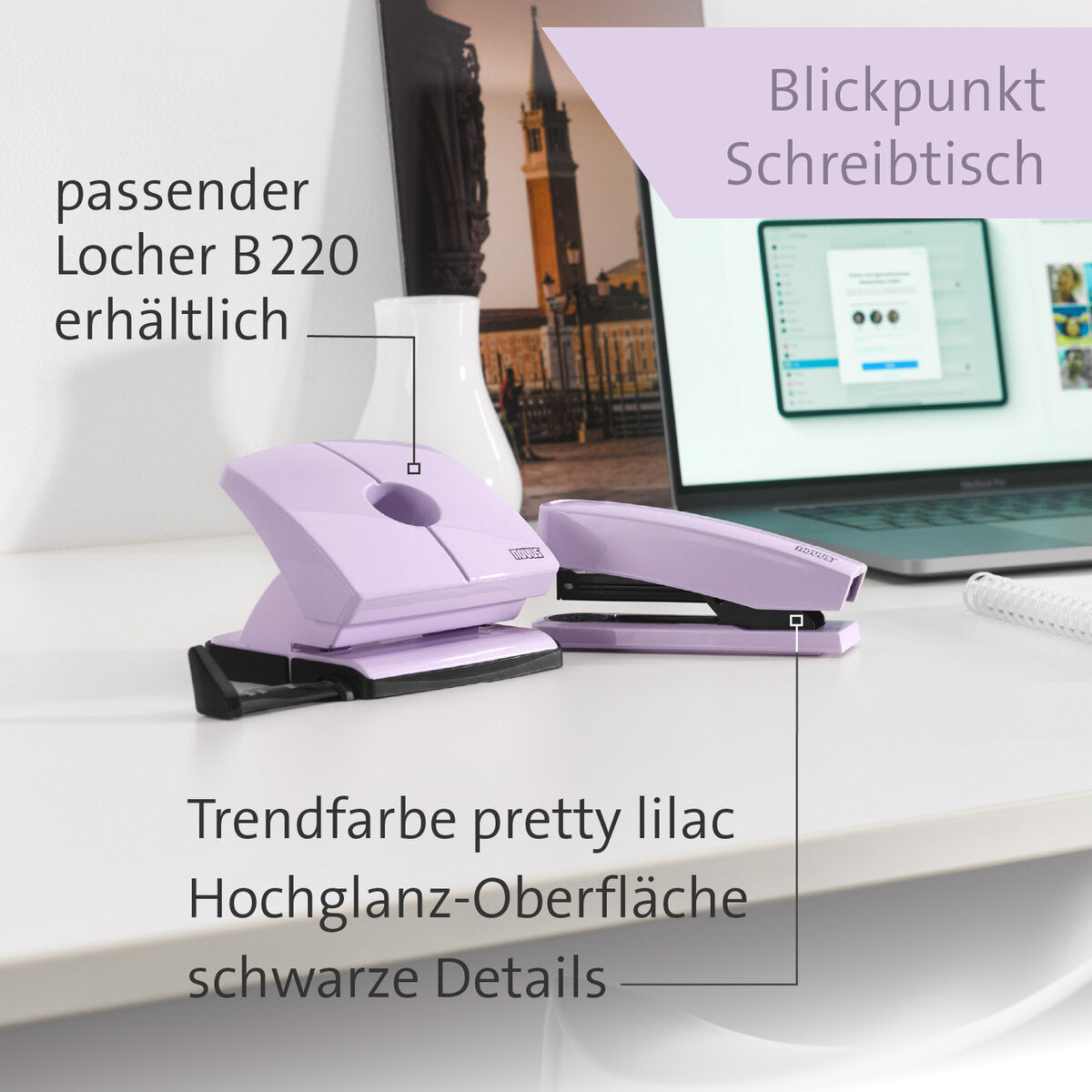 Novus Heftapparat B 2 COLOR ID 2.0, pretty lilac