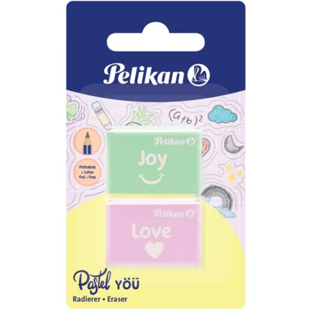 Pelikan Radierer Pastell You 2er Set, 1 Set, 3-fach sortiert