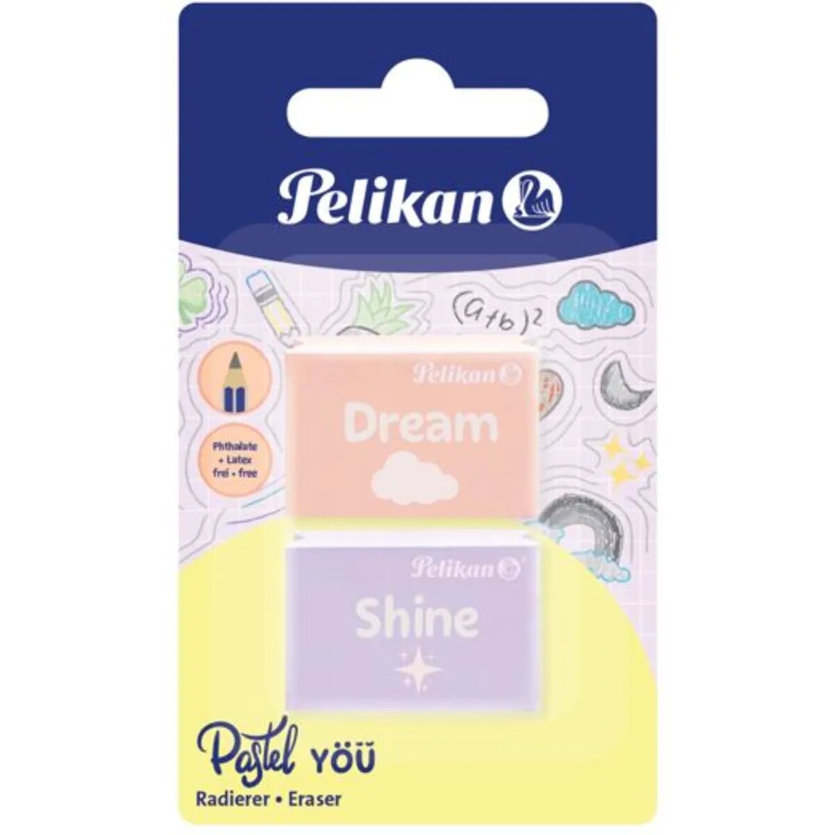 Pelikan Radierer Pastell You 2er Set, 1 Set, 3-fach sortiert