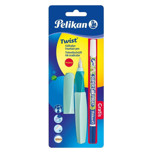 Pelikan Twist® Füllhalter, farbig sortiert, inkl. Tintenlöscher Super Pirat, Blister