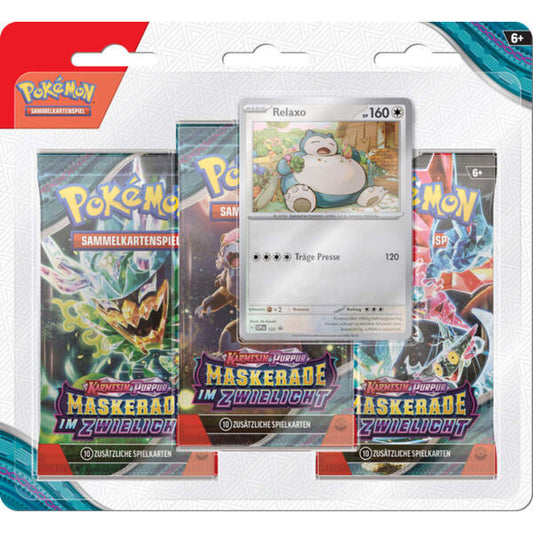 Pokemon Karmesin & Purpur - Maskerade im Zwielicht 3-Pack Blister: Relaxo oder Knattatox, 1 Stück, 2-fach sortiert