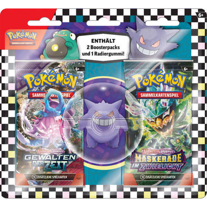 Pokemon Sammelkarten Back to School 2024, 2 Booster + 1 Radiergummi, 1 Packung, 2-fach sortiert