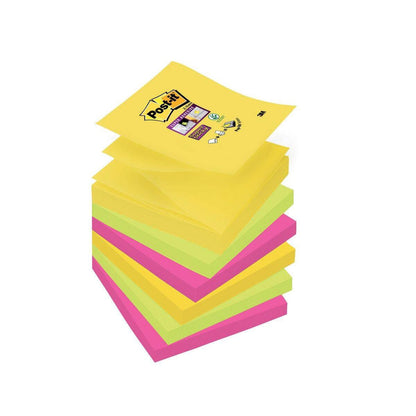 Post-it® Super Sticky Z-Notes R3306SR, 6 Blöcke á 90 Blatt, Rio de Janeiro Collection: ultragelb, -pink, neongrün, 76 x 76 mm, PEFC zertifiziert