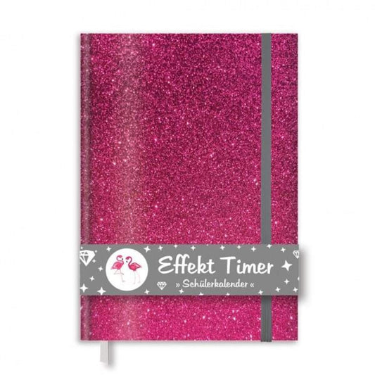 Roth Effekt Timer, A6, immerwährend, 1 Woche 2 Seiten, Glittereffekt, Pink Glitter