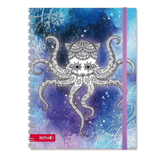 Roth Scribble Timer 2.0, Wire-O-Bindung, 1 Woche 2 Seiten + extra Ausmalseiten, Calamari