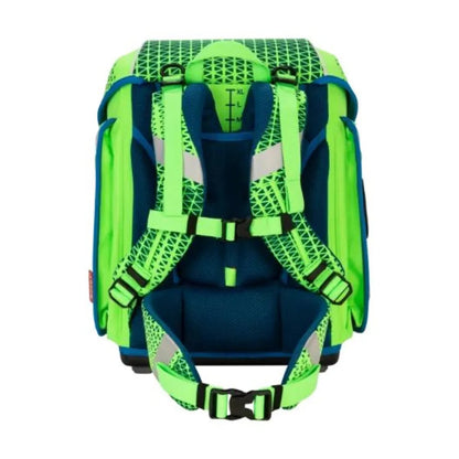 Scout Schulranzen-Set Genius DIN Neon Safety Green Gecko, 4-teilig