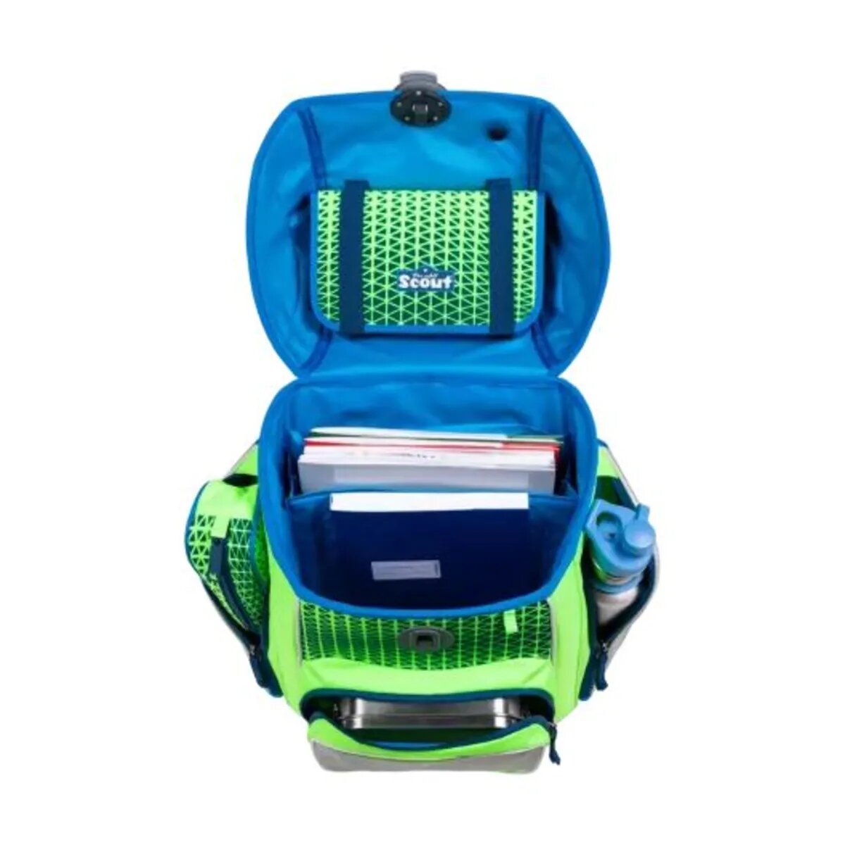 Scout Schulranzen-Set Genius DIN Neon Safety Green Gecko, 4-teilig