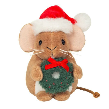 Teddy Hermann Weihnachtsmaus mit Kranz, 11 cm