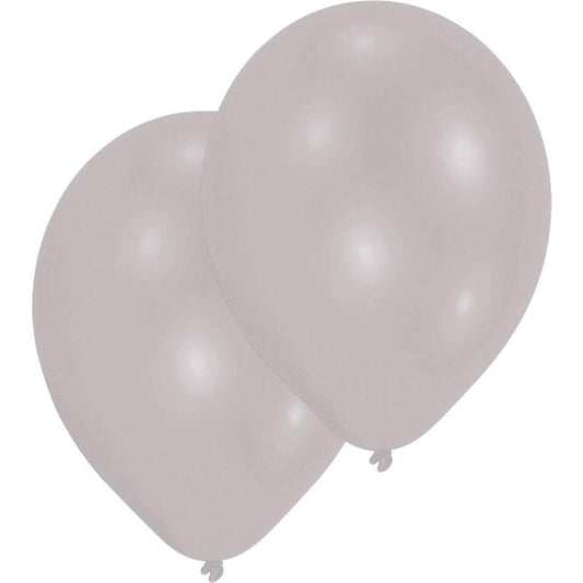 amscan 10 Latexballons Metallic silber