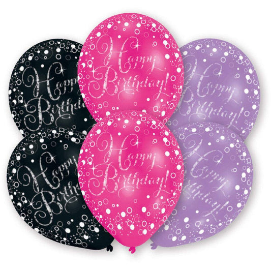 amscan 6 Latexballons pink, violett und schwarz