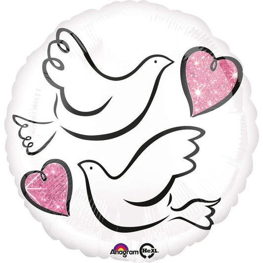 amscan Folienballon Tauben mit Herzen metallic