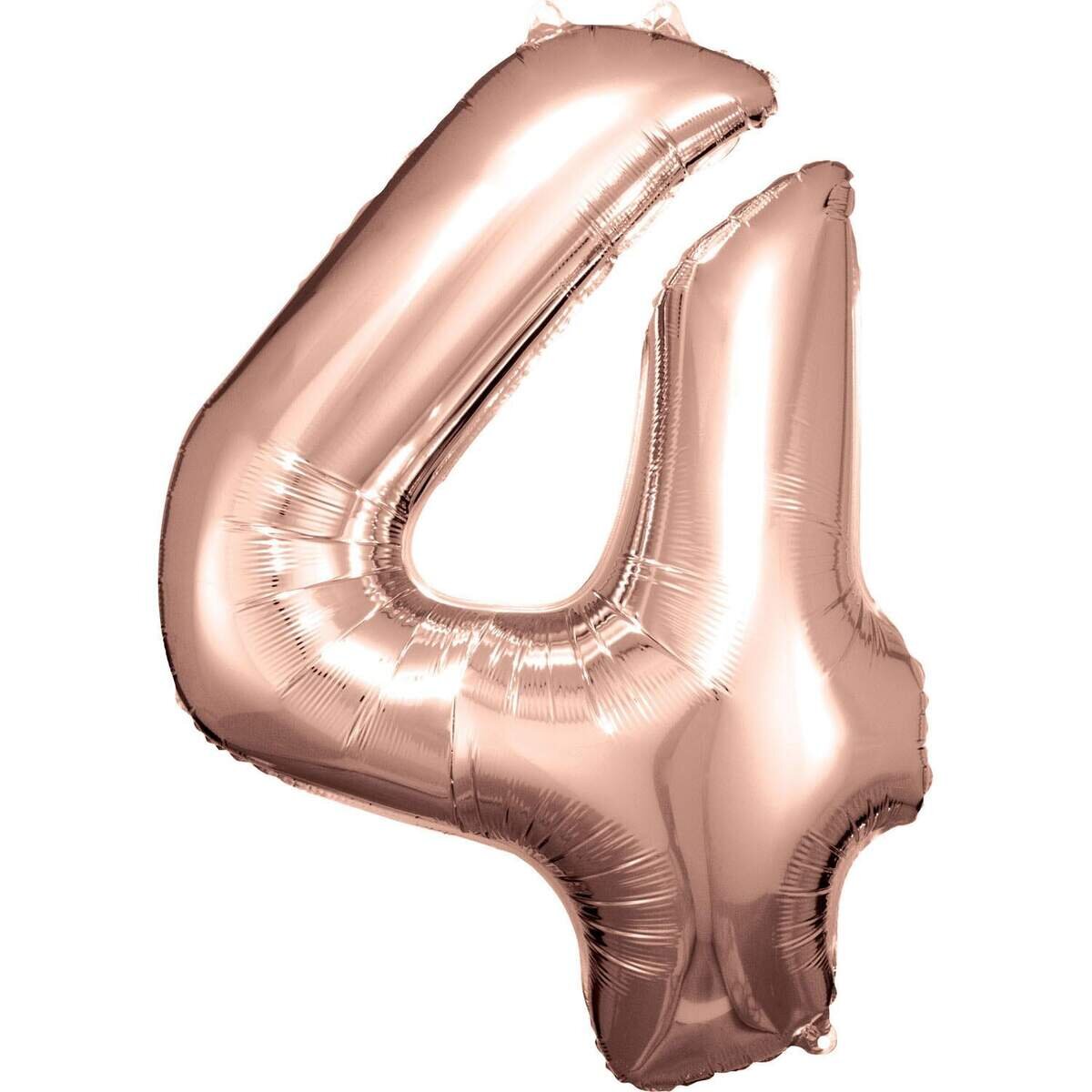 amscan Folienballon Zahl 4, rose gold, 66 x 88 cm