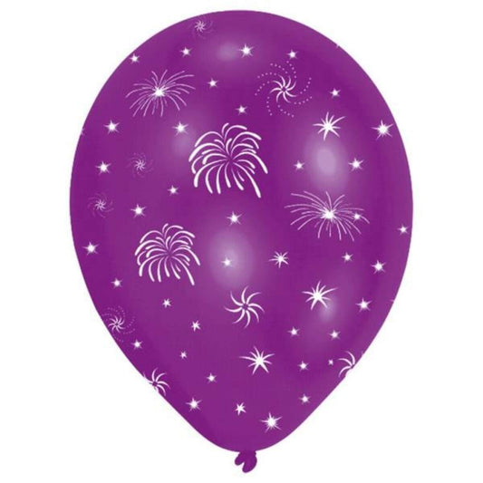amscan Latexballons Feuerwerk lila, 6 Stück
