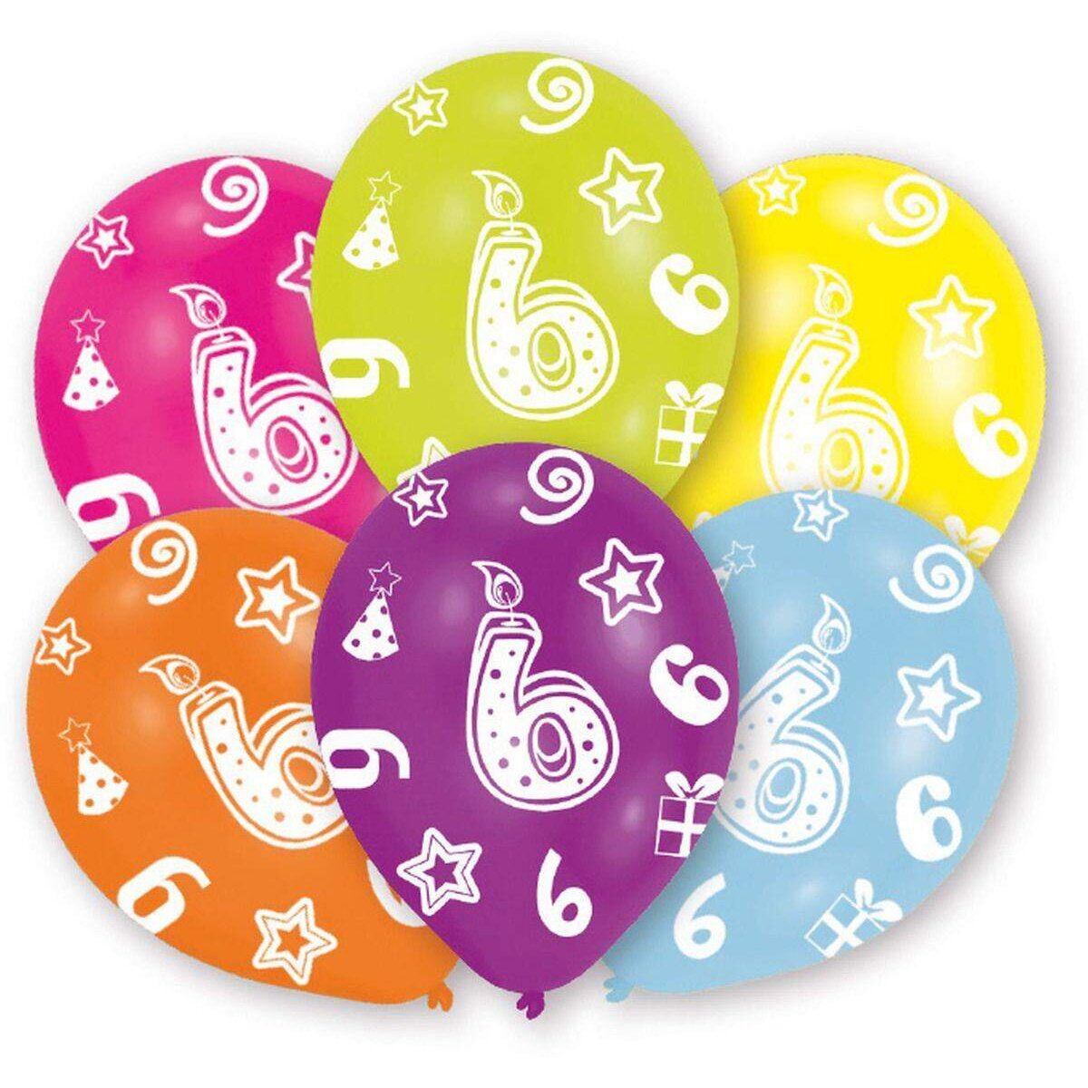 amscan Latexballons Geburtstagskerze 6, bunt 6 Stück