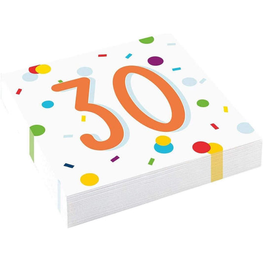amscan Servietten 30 Konfetti Birthday 33x33cm, 20er