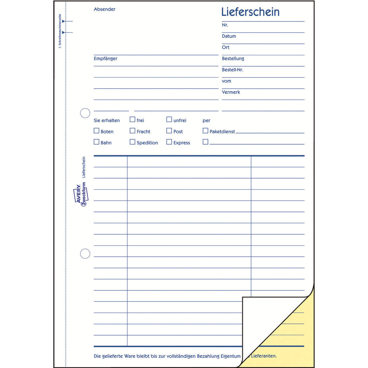 Avery Zweckform 1720 Lieferschein, A5, selbstdurchschreibend, 2x40 Blatt