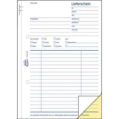 Avery Zweckform 1720 Lieferschein, A5, selbstdurchschreibend, 2x40 Blatt