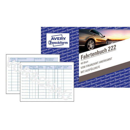 Avery Zweckform 222 Fahrtenbuch, für PKW, A6 quer, 80 Seiten für 390 Fahrten